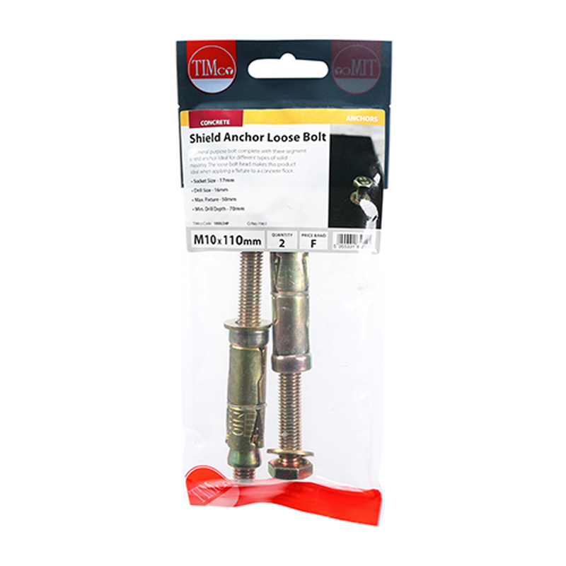 Shield Anchor Loose Bolts - Yellow - M10 (2 Pack)