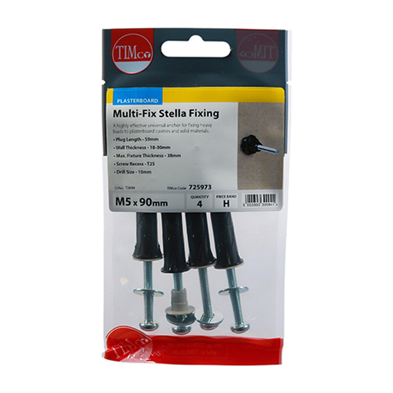 Stella Fixings - TX - Pan - Black - M5 x 90mm