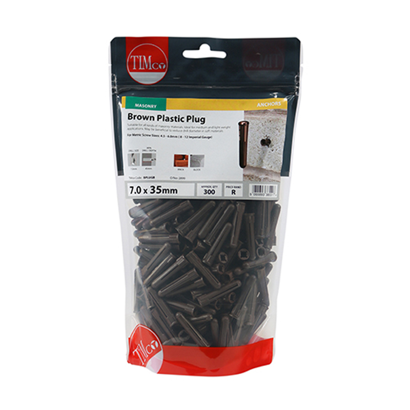 Plastic Plugs - Brown - 36mm (300 Pack)