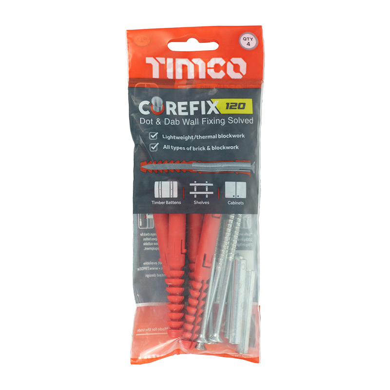 Corefix 120 Dot & Dab Wall Fixing - 5mm x 120mm (4 Pack)