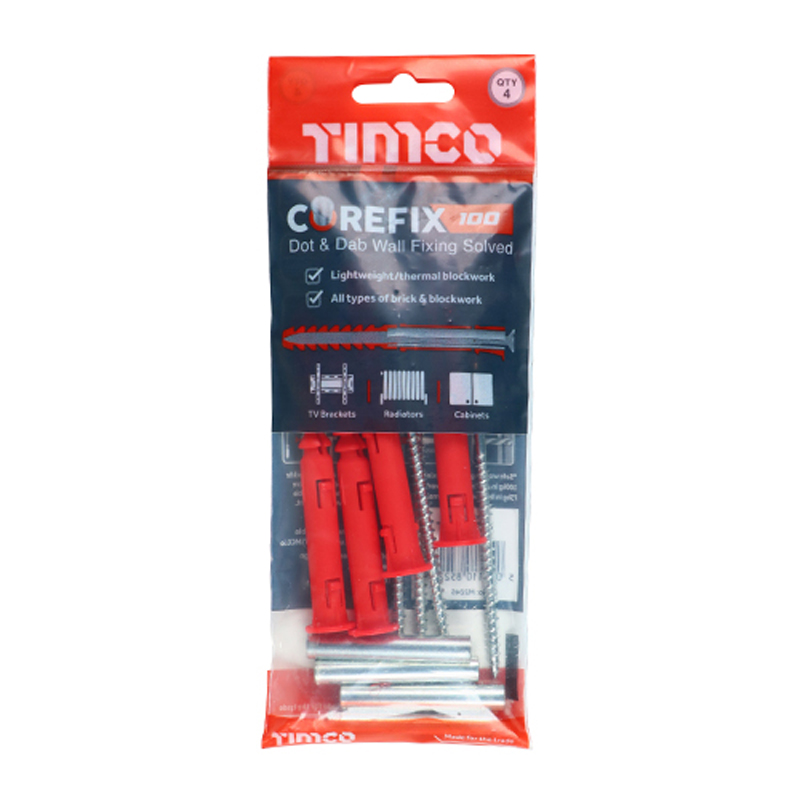 Corefix 100 Dot & Dab Wall Fixing - 5mm x 100mm (4 Pack)