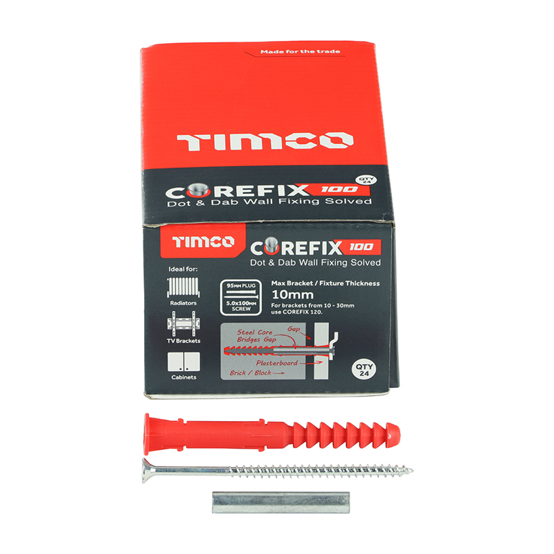 Corefix 100 Dot & Dab Wall Fixing - 5mm x 100mm (24 Pack)
