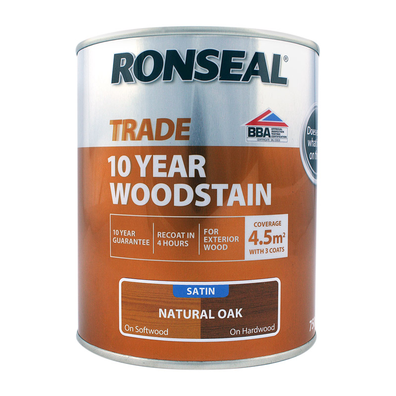 Ronseal Trade 10 Year Woodstain – Satin Natural Oak (750ml)
