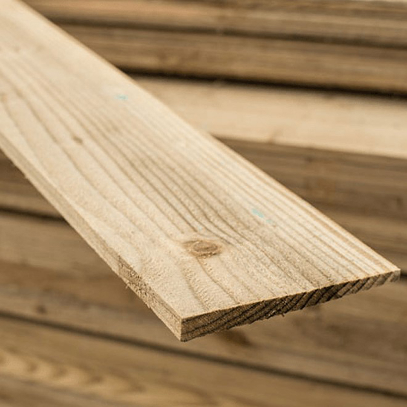2.4m Feather Edge Board - Pressure Treated Green 125mm x 22mm (2ex.)