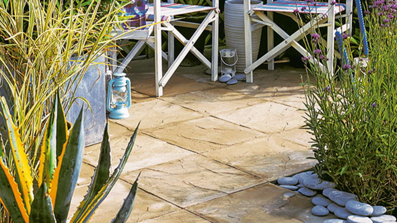 Stonemarket Ryton Riven Utility Concrete Paving Slab - Buff (600mm x 600mm x 38mm)