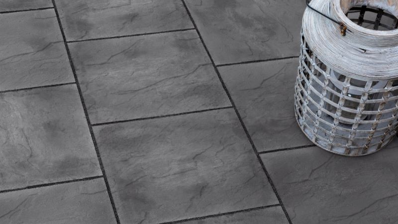 Stonemarket Ryton Riven Utility Concrete Paving Slab - Charcoal (600mm x 600mm x 38mm)
