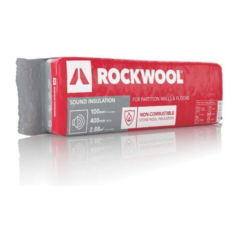 Rockwool 100mm Sound/Acoustic Insulation Slabs – 1.2m x 0.4m (6 Pack)