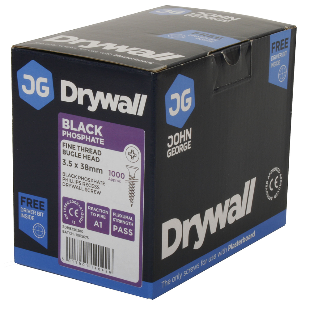 Drywall Screws Fine Thread 3.5mm x 42mm - Black (1000 Pack)