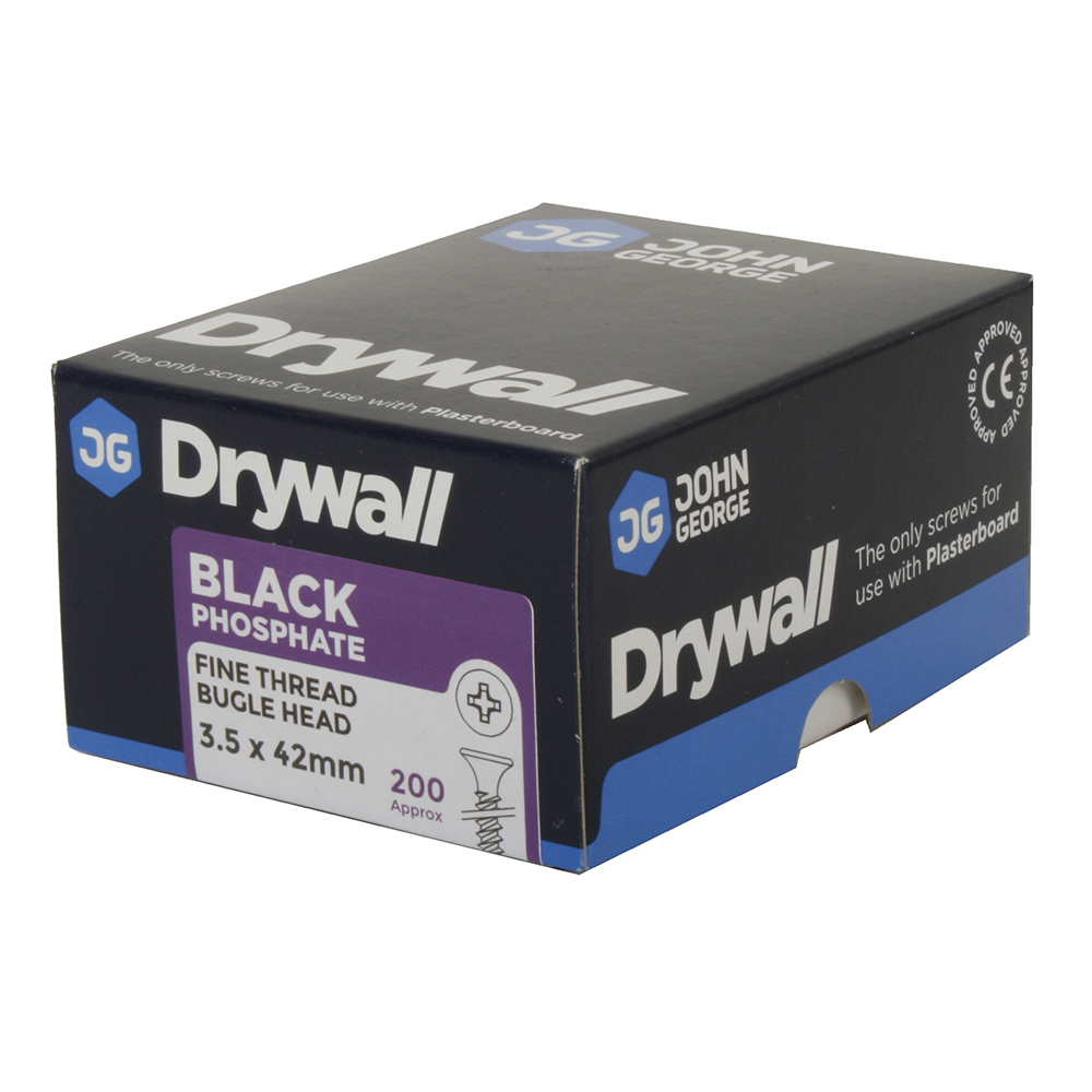 Drywall Screws Fine Thread 4.2mm x 75mm - Black (200 Pack)