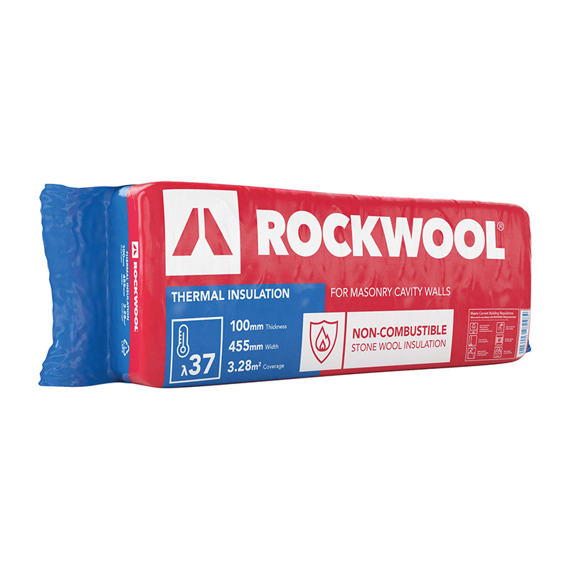 Rockwool 100mm Full Fill Cavity Insulation Batts 37 – 1.2m x 455mm (6 Pack)