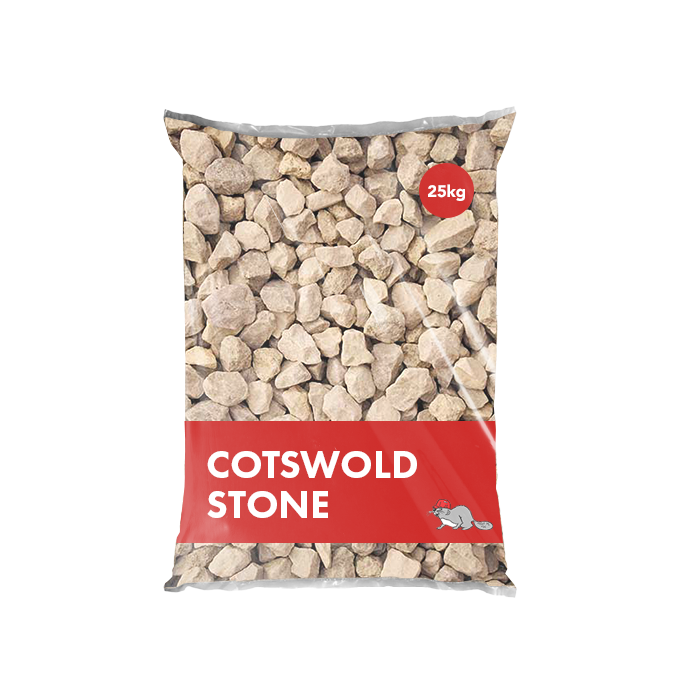 Chippings Cotswold Buff Stone Gravel 20mm (25kg Poly Bag)