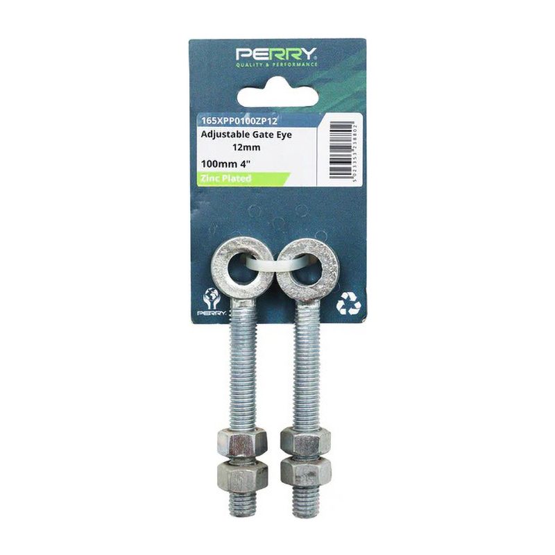 Perry Adjustable Gate Eyes No.165 - Zinc Plated 100mm x 12mm Eye (2 Pack)
