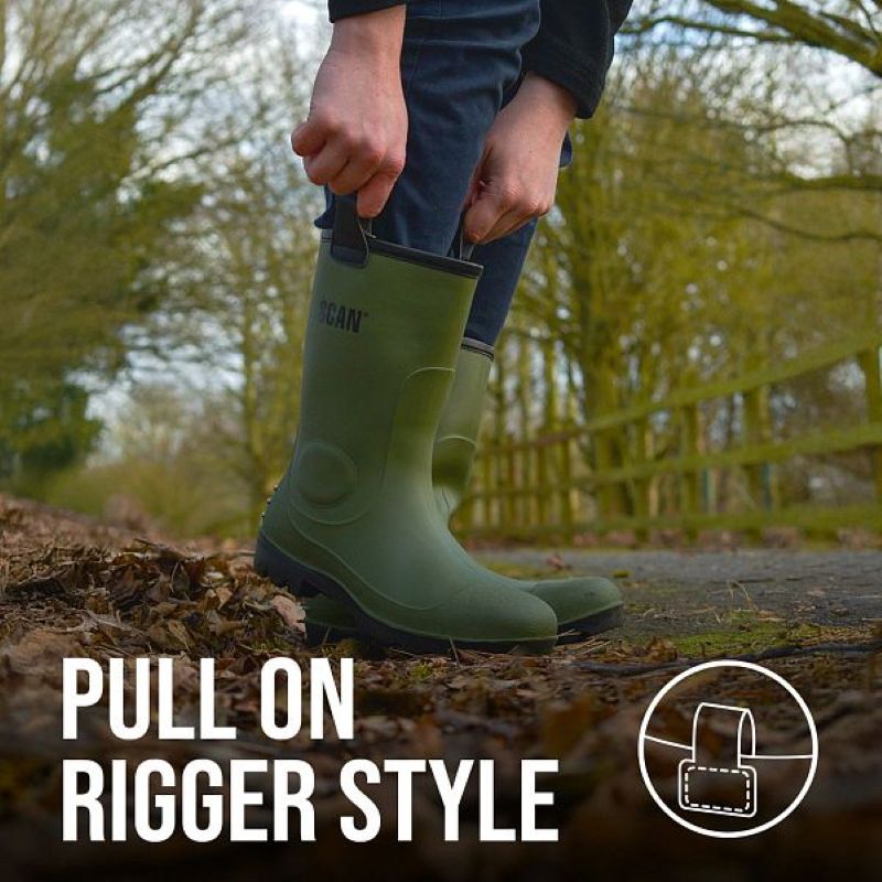 Scan Safety Fleece-Lined Wellington Boots (Size 8)