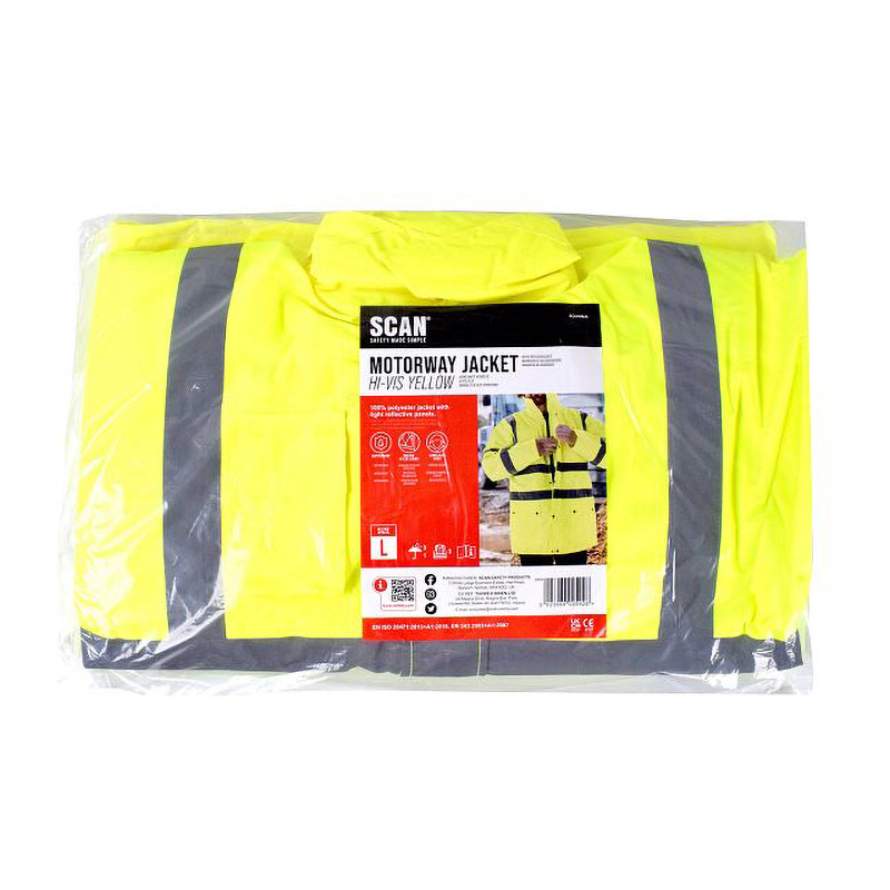 Scan Hi-Vis Reflective Waterproof Motorway Jacket - Yellow (M)