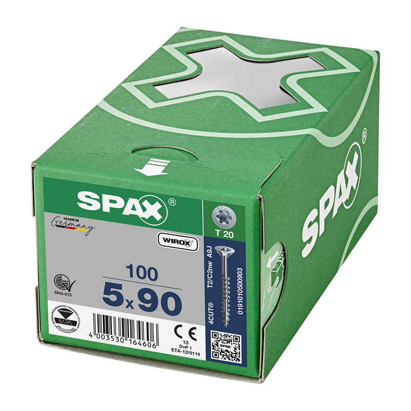 Spax WIROX Universal Countersunk T-Star Plus T20 Screws 5mm x 90mm (100 Pack)