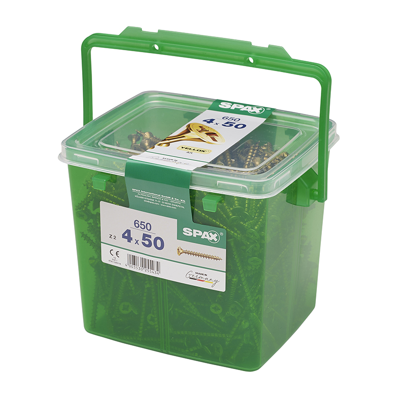 Spax YELLOX Pozi Z2 Universal Countersunk Screws 4mm x 50mm (650 Pack)