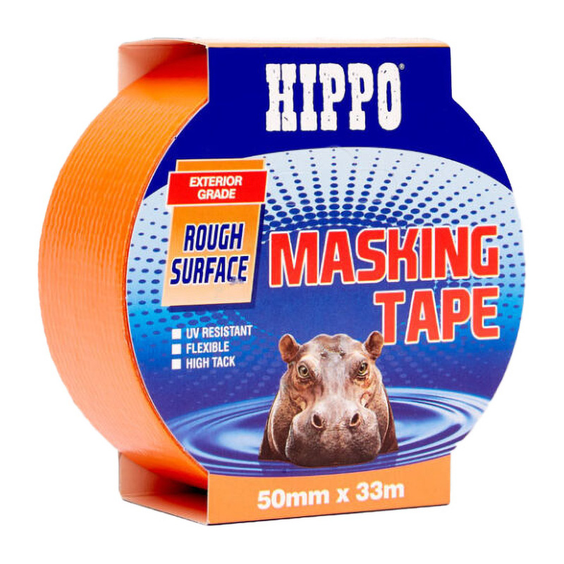Hippo Rough Surface Exterior Masking Tape – Orange (50mm x 33m)