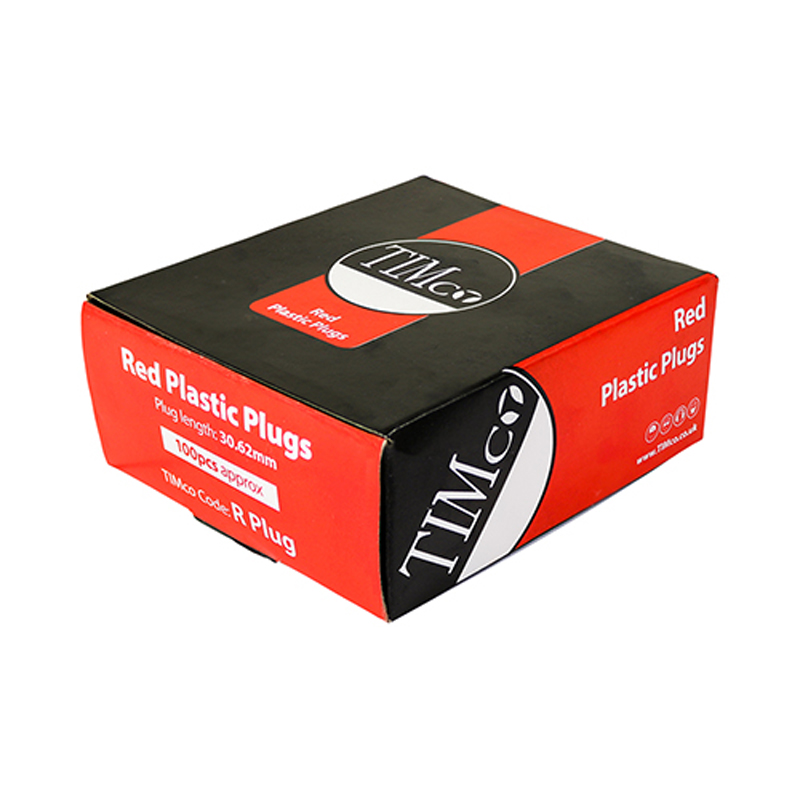 Plastic Plugs - Red - 30mm (100 Pack)