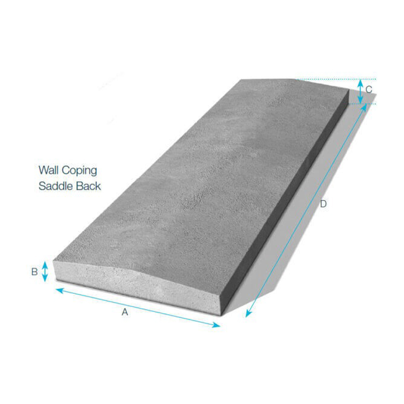 Precast Coping Stone - Twice Weathered Saddle Back (590mm x 150mm x 48mm)