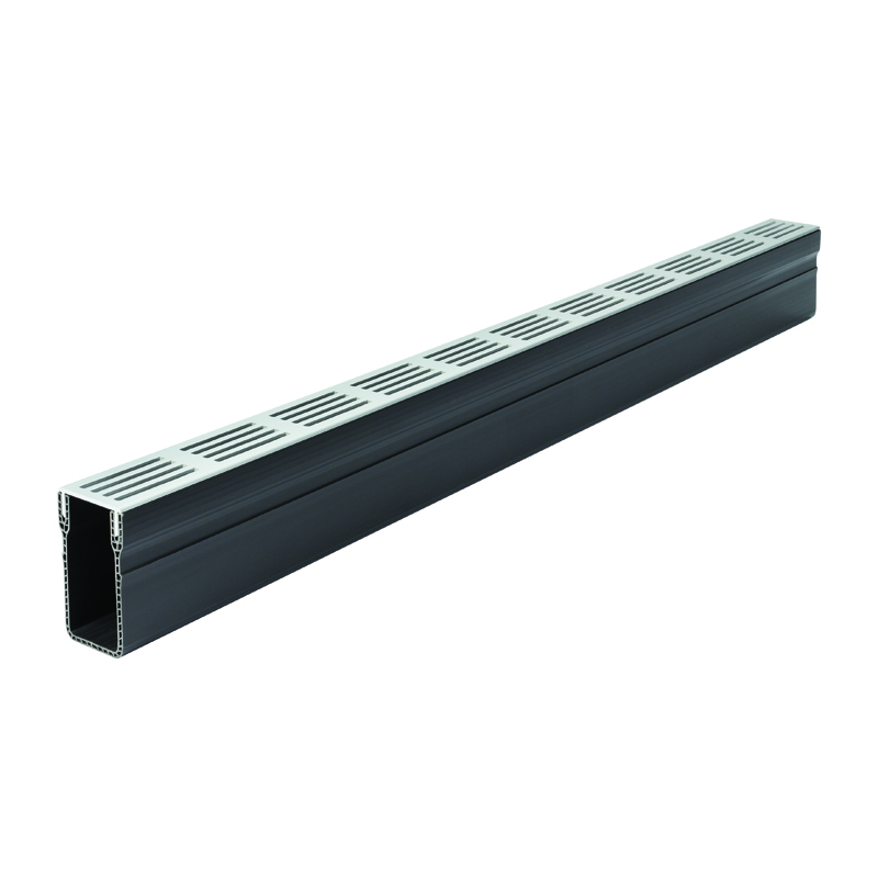 ACO Threshold Drain Slimline Channel with Silver Aluminium Grating 1m (Load Class A15)