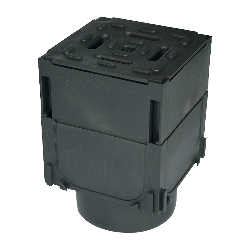 ACO HexDrain Brickslot Corner Unit 125mm – Black Plastic Slotted Grating