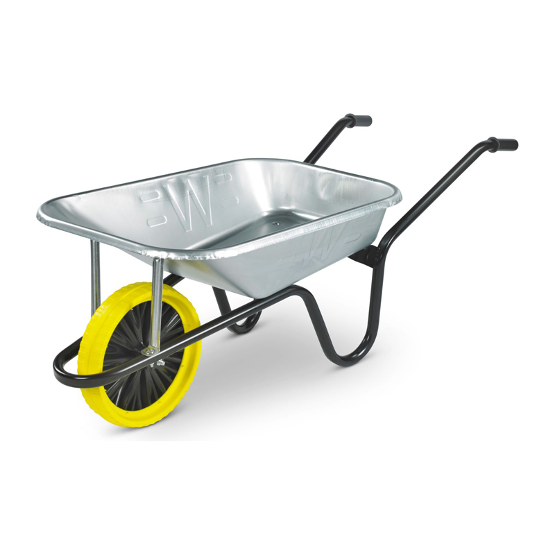 Walsall Wheelbarrow Metal Galvanised Contractor 85L with Puncture Proof Wheel