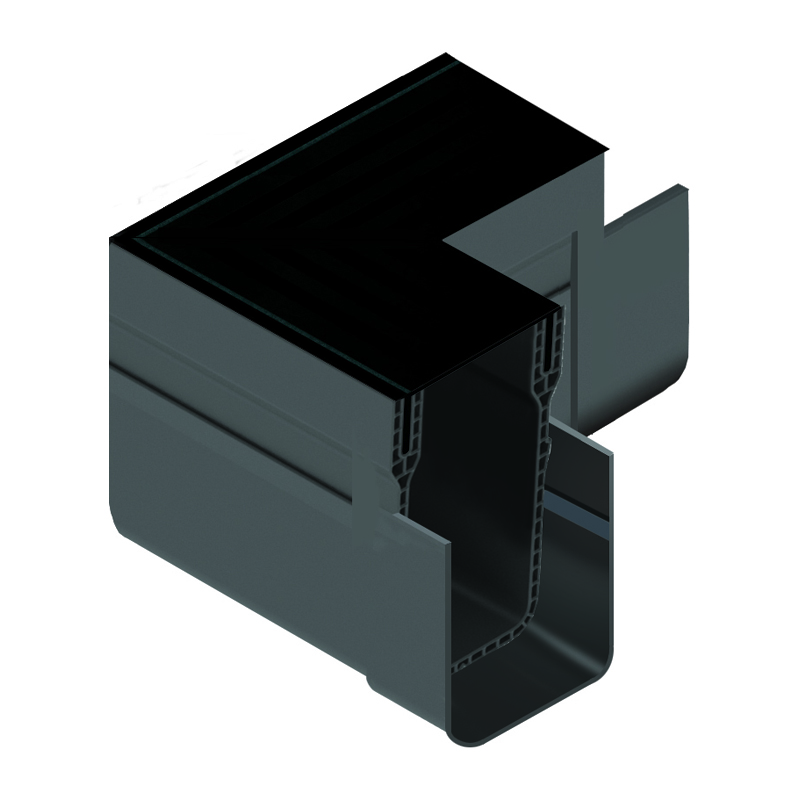 ACO Threshold Drain Slimline Corner Unit 61mm – Black Aluminium Grating