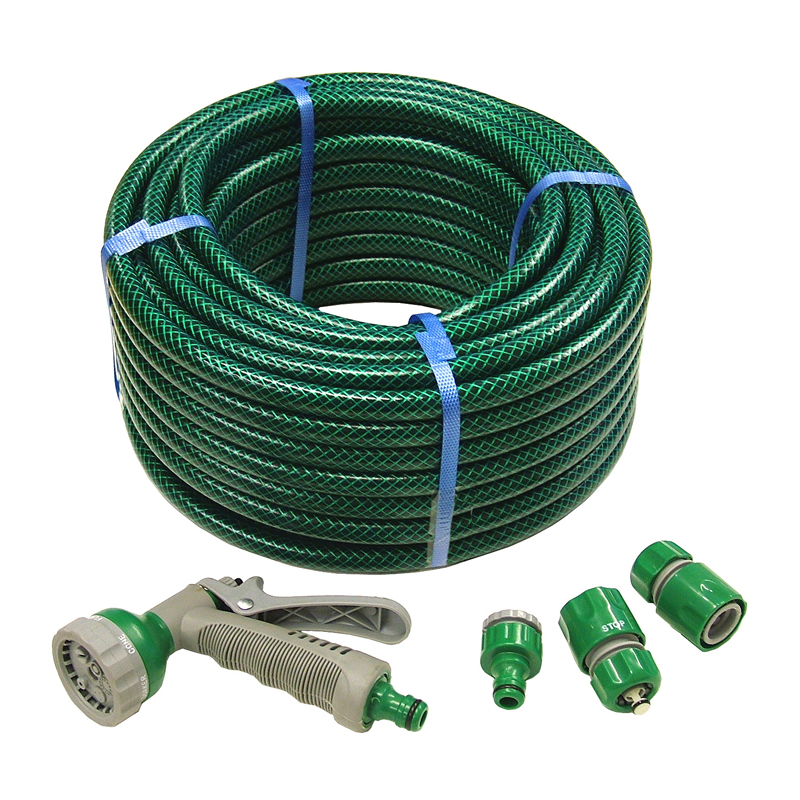 Faithfull 30m Hose Pipe 12.5mm Reinforced PVC with Fittings & Spray Gun