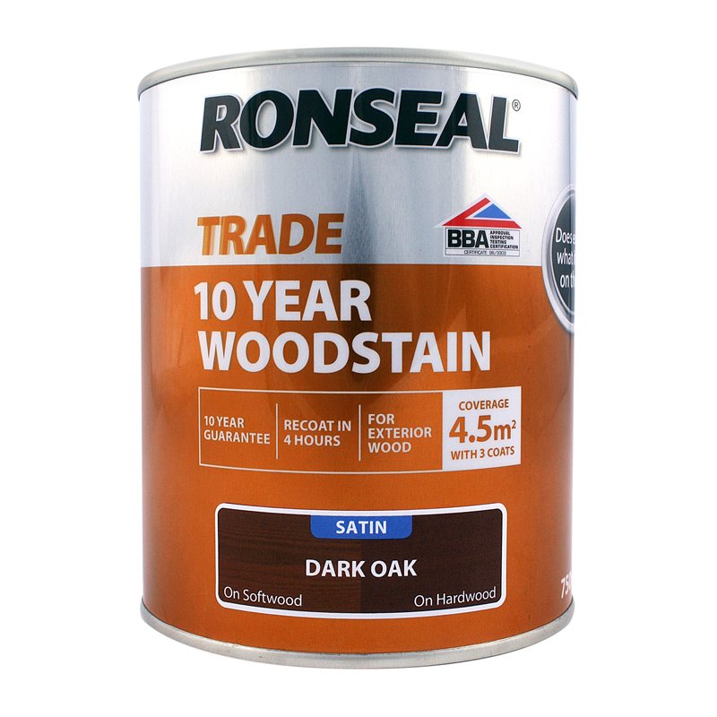 Ronseal Trade 10 Year Woodstain – Satin Dark Oak (750ml)