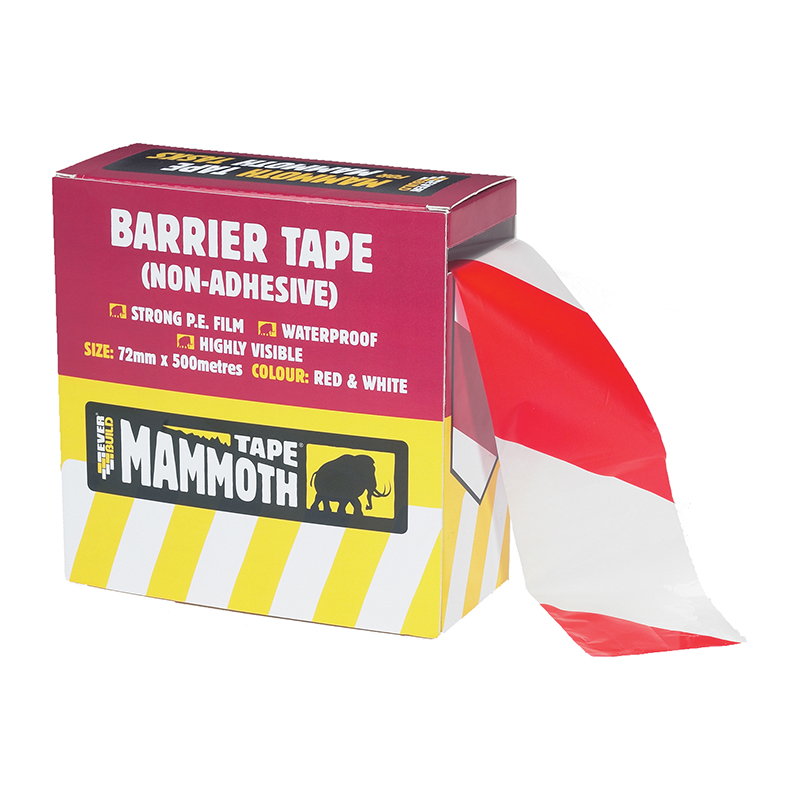 Mammoth Barrier Warning Tape – Red & White 500m