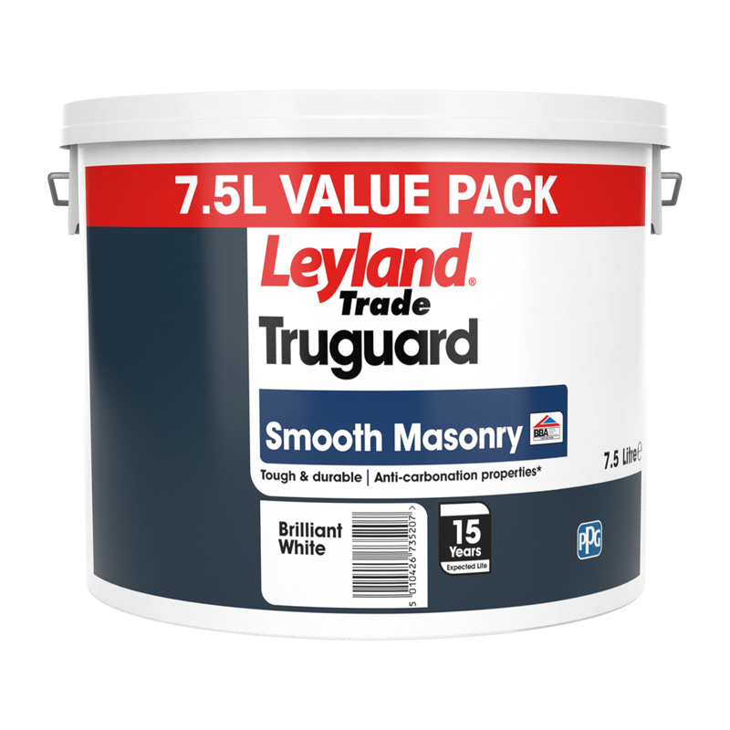 Leyland Trade Truguard Smooth Masonry Paint – Brilliant White (7.5L)