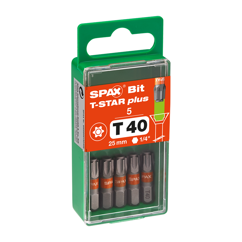 Spax T40 T-Star Plus 25mm Screwdriver Bits (5 Pack)