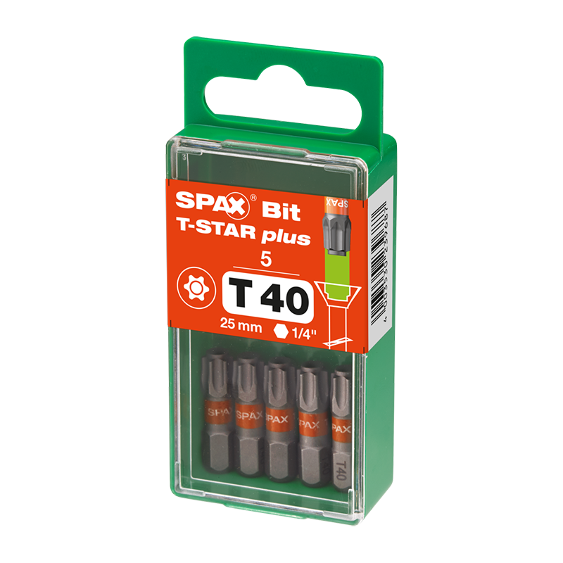 Spax T40 T-Star Plus 25mm Screwdriver Bits (5 Pack)