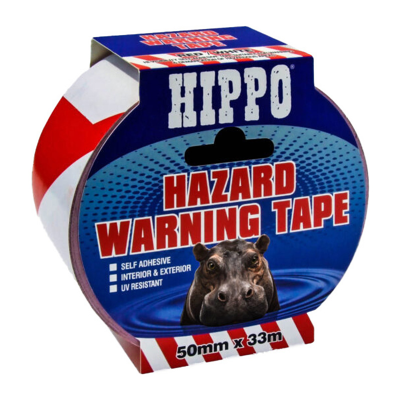 Hippo Hazard Warning Tape Red / White (50mm x 33m)