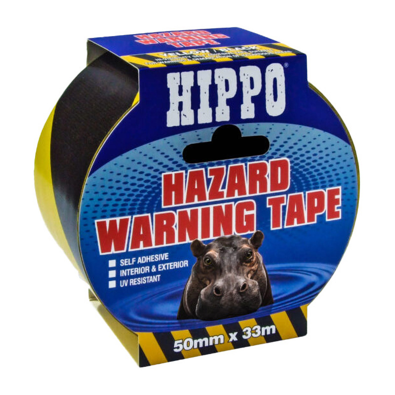 Hippo Hazard Warning Tape Yellow / Black (50mm x 33m)