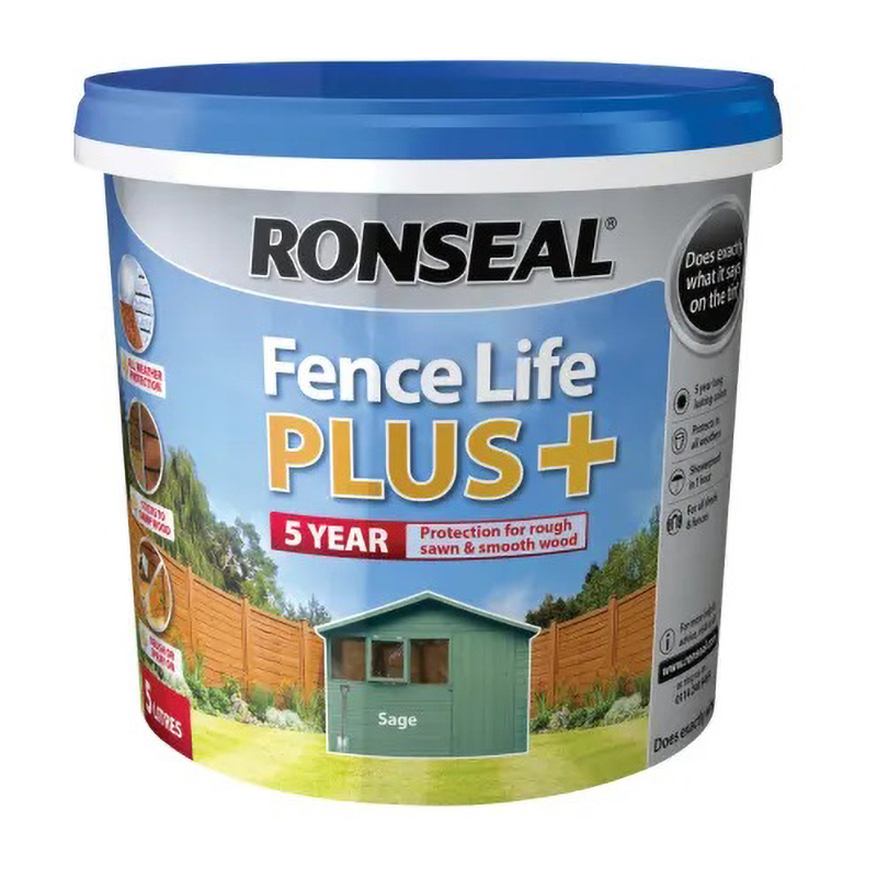 Ronseal Fence Life Plus+ Fence & Shed Paint - Sage (5L)