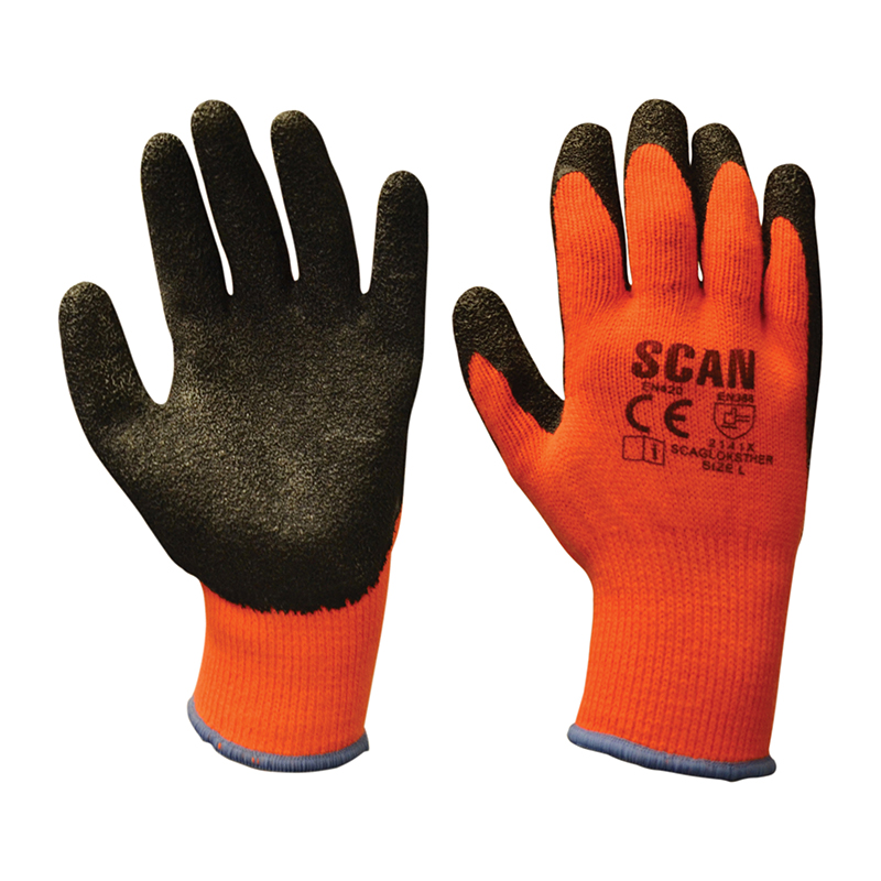 Scan Knitshell Thermal Latex Coated Gloves – Orange/Black Size 10 (XL)