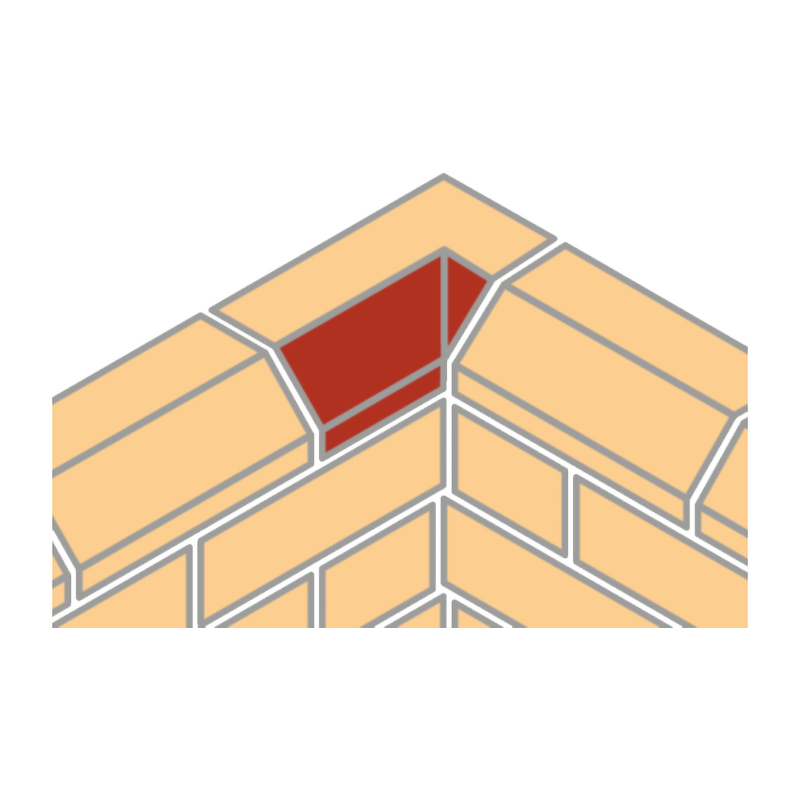 Ibstock Brick Plinth Internal Return Long 45° Red PL4.2 - Right Hand 65mm