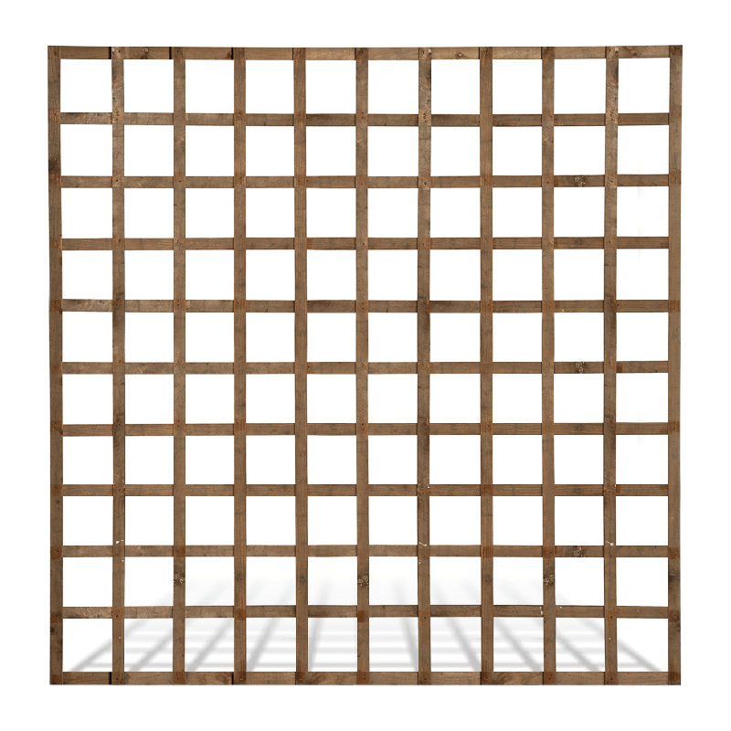Square Top Heavy-Duty Trellis Panel – Treated Brown (1.8m x 1.8m)