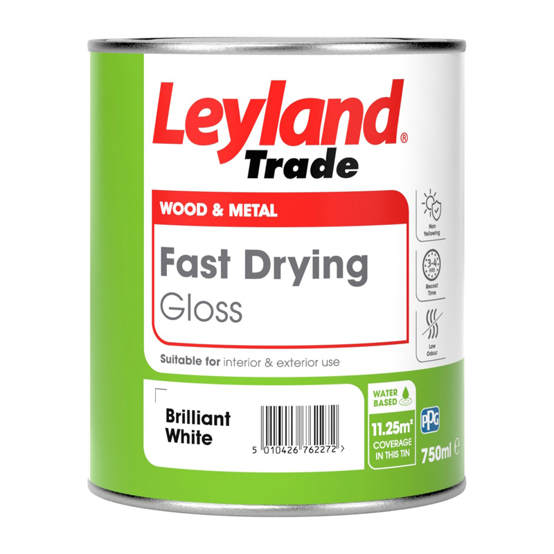 Leyland Trade Fast Drying Gloss Paint – Brilliant White (0.75L)