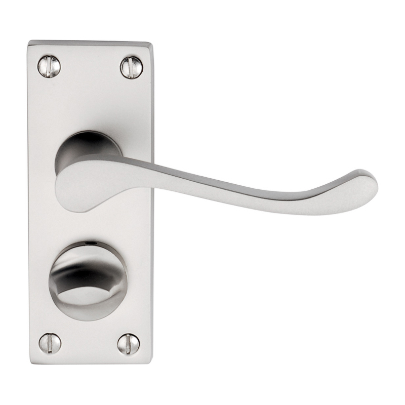 Union Victorian Scroll Short Lever Privacy Furniture – Polished Chrome