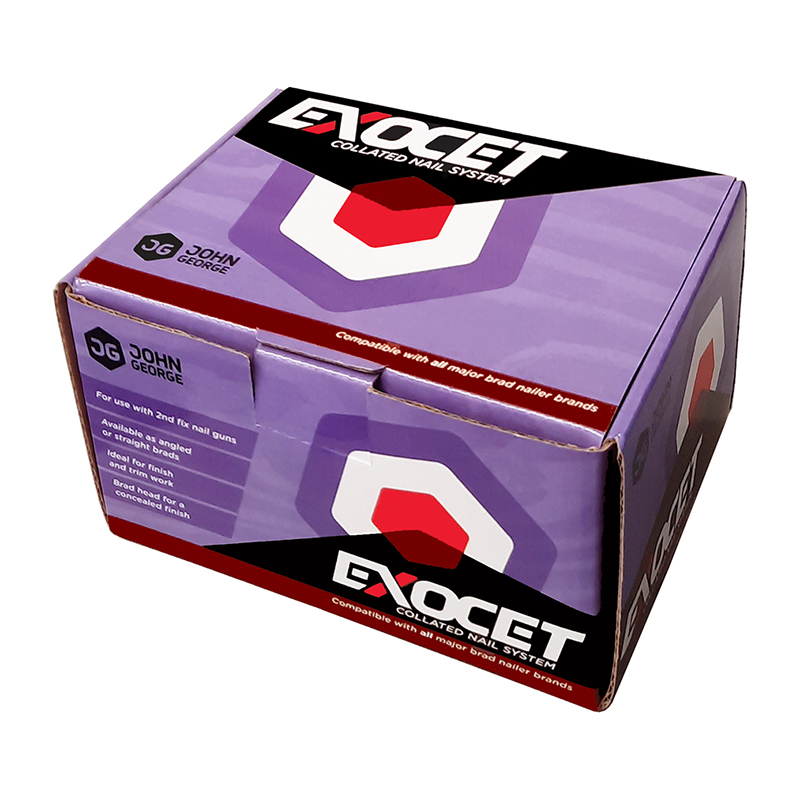 Exocet 38mm Brad Nails Galvanised Straight (2000 Pack + 2 Fuel Cells)