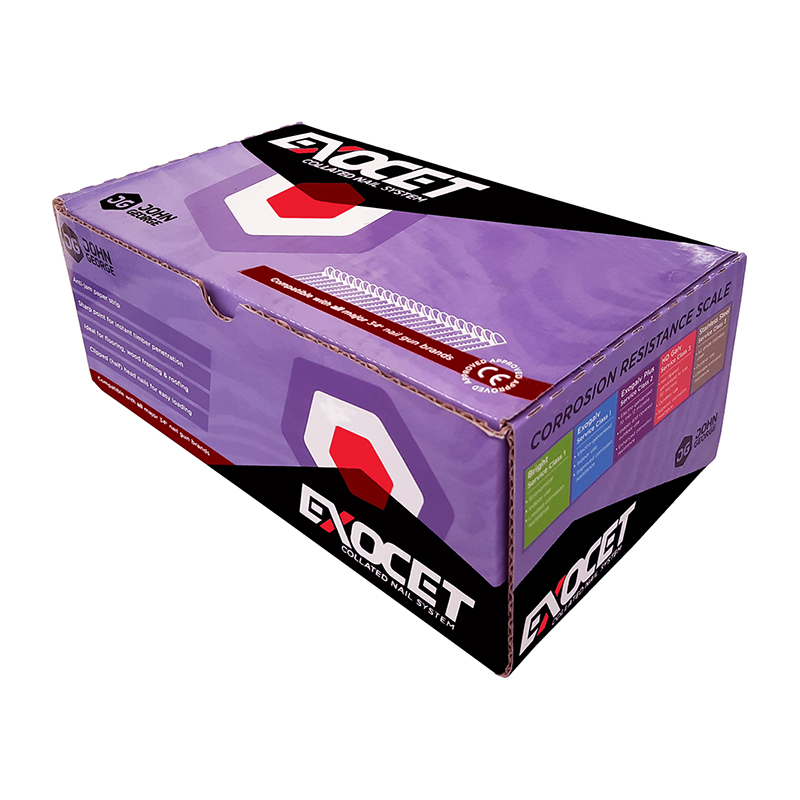 Exocet 2.8 x 51mm Gun Nails Electro Galvanised Angled (1100 Pack + Fuel Cell)