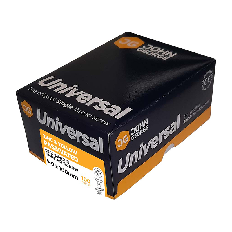 Universal Chipboard Screws CSK Pozi Recessed Yellow Zinc 4mm x 25mm (Box 200)