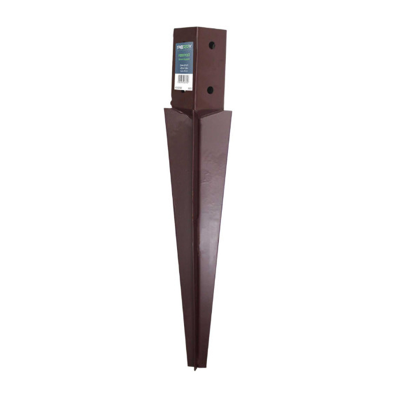 Perry Drive-In Fence Post Support with 600mm Spike – Brown (Bolt Grip for 75mm x 75mm Posts)