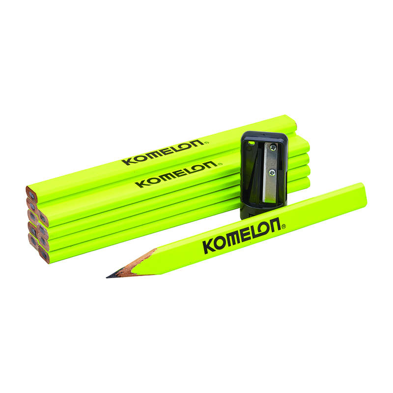 Komelon Hi-Vis Carpenters Pencils & Sharpener Set (10 Pencils)