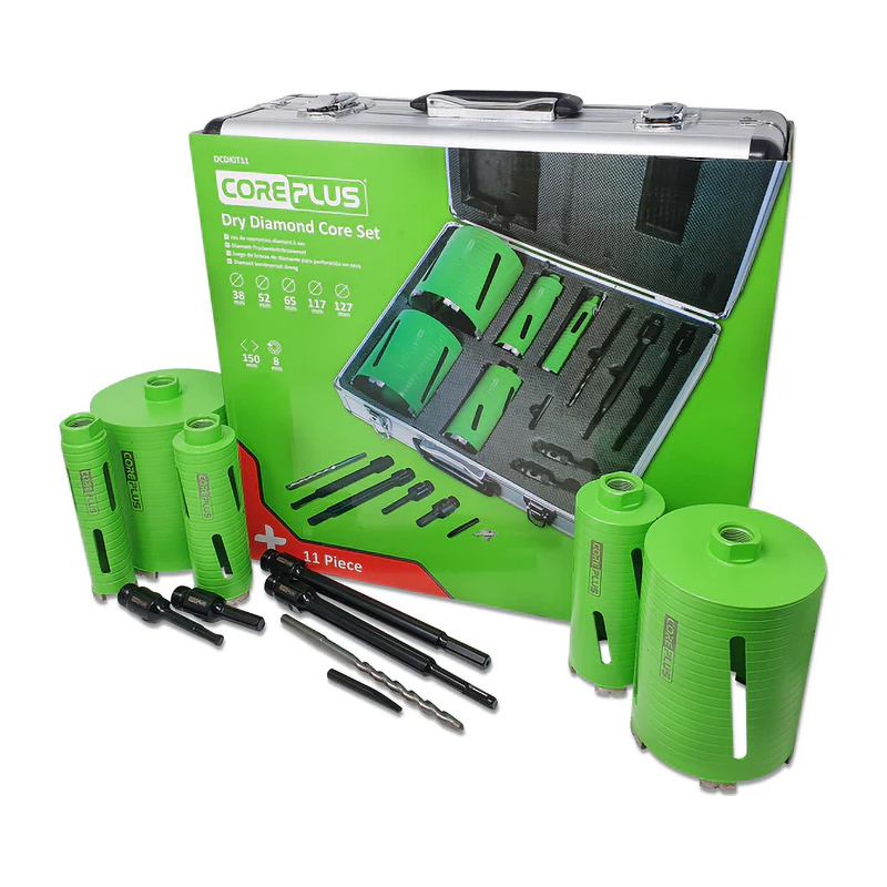 CorePlus Diamond Dry Core Drill Bit Kit - 1/2" BSP (11 Piece)