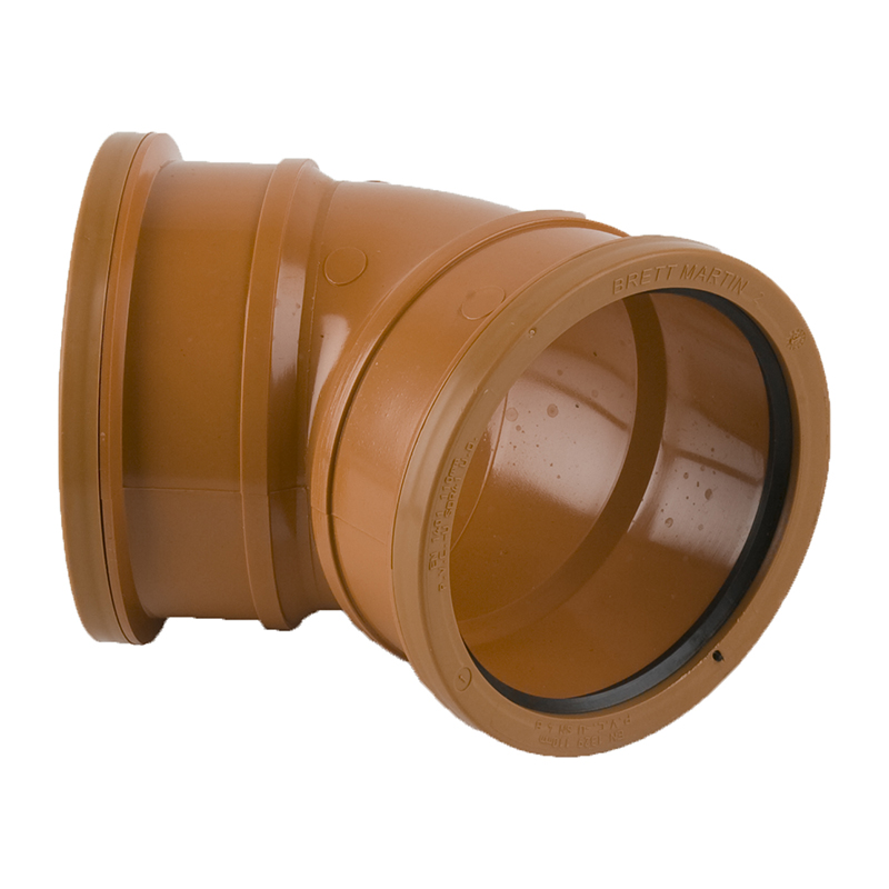 Brett Martin 110mm Underground Bend 45&deg; – Orange/Brown (Double Socket)