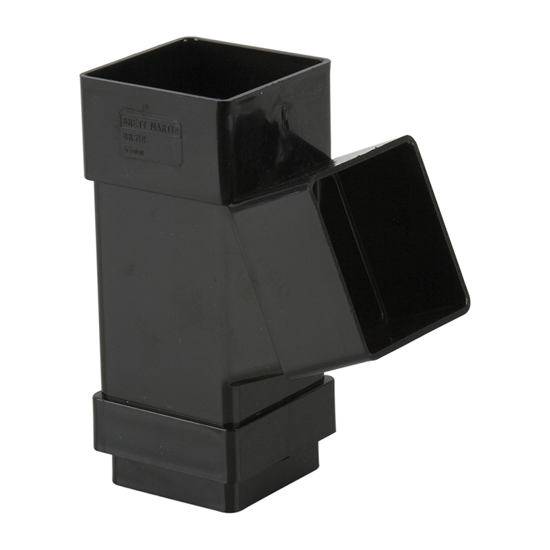 Brett Martin 65mm Square Downpipe Branch 112.5&deg; – Black