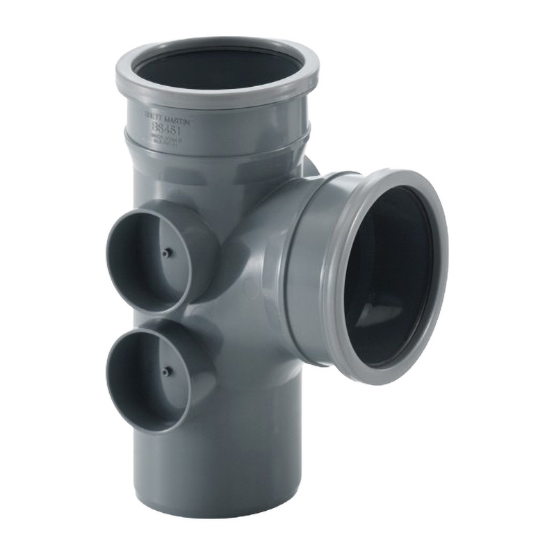 Brett Martin 110mm Soil Branch 92.5&deg; – Grey (Double Socket)